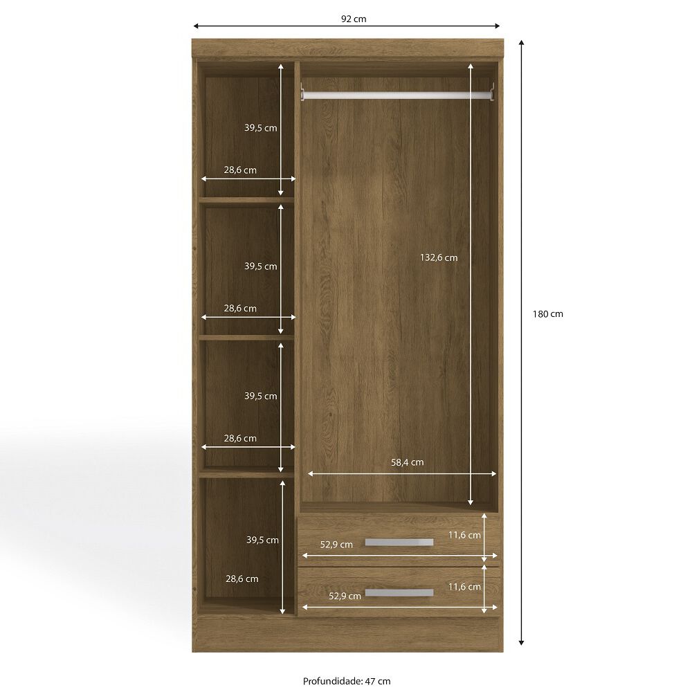Closet Yardas Leticia Nogal 3 Puertas 2 Cajones image number 2.0